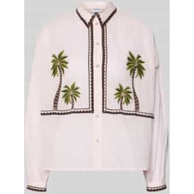 Regular fit overhemdblouse met florale stitching