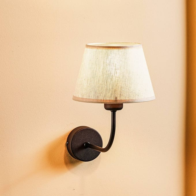 TK Lighting Wandlamp Chicago met kap van linnen