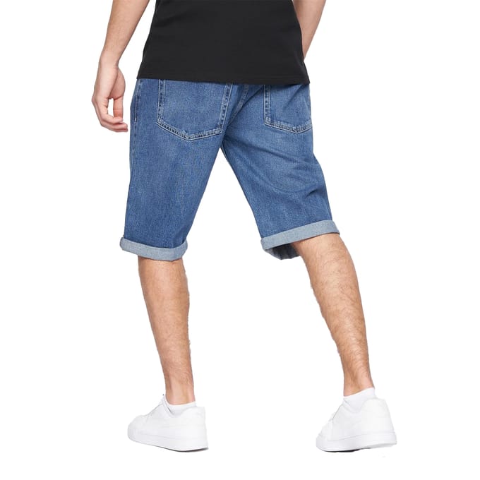 Crosshatch Heren Tillforth Denim Casual Shorts (Stone Wash)