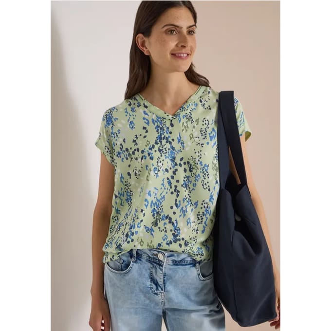 Blouse met korte mouwen en een mix van texturen