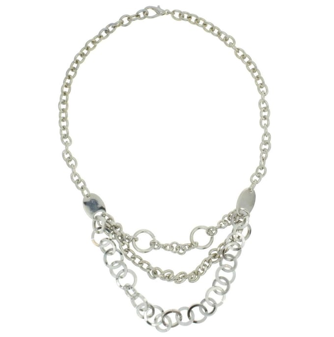 Behave Half lange schakel ketting dames zilverkleurige met 3 rijen