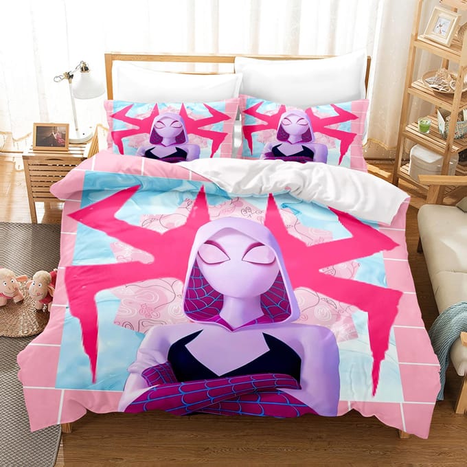 Spider-Man Gwen 3-delig 1 Dekbedovertrek Eén Delig Beddengoed Set Comforte Luxe Verfijnd Verjaardagscadeau 100% Polyester Huisdecoratie 150*200cm 3pcs