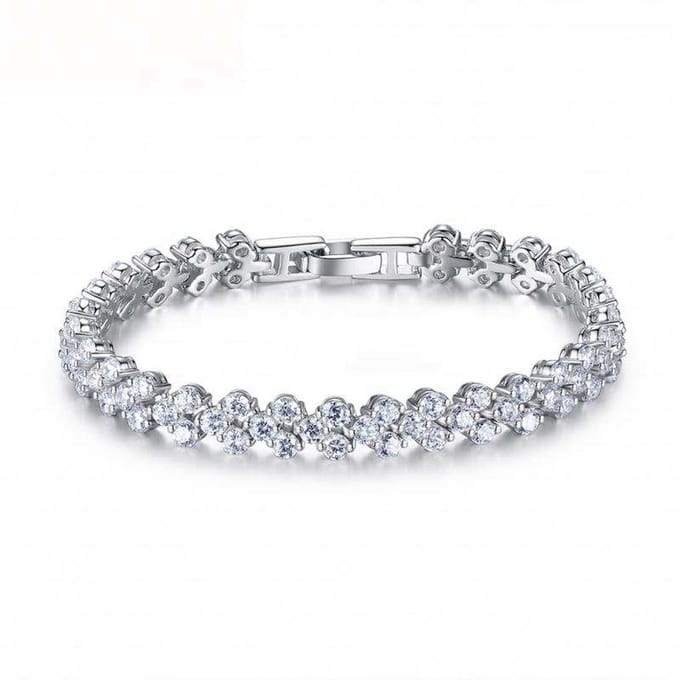 Lumici Kristallen Armband met Hartjes - Zilver - 17 cm