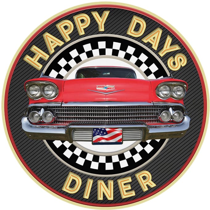 Signs USA - wandbord - Happy Days Diner - Rond 35 cm