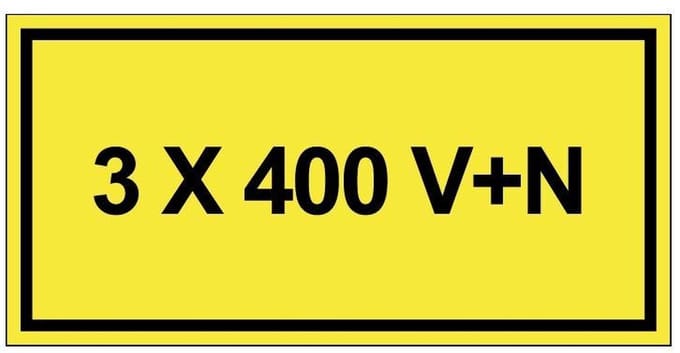3 x 400 v+n sticker 100 x 50 mm