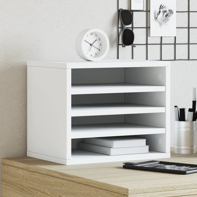vidaXL - Bureau - organiser - 36x26x29,5 - cm - bewerkt - hout - wit