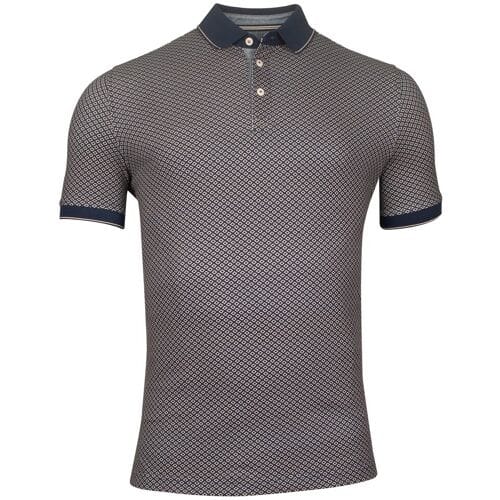 Baileys Polo Allover Open Squares Pattern Piqué Donker Beige / male
