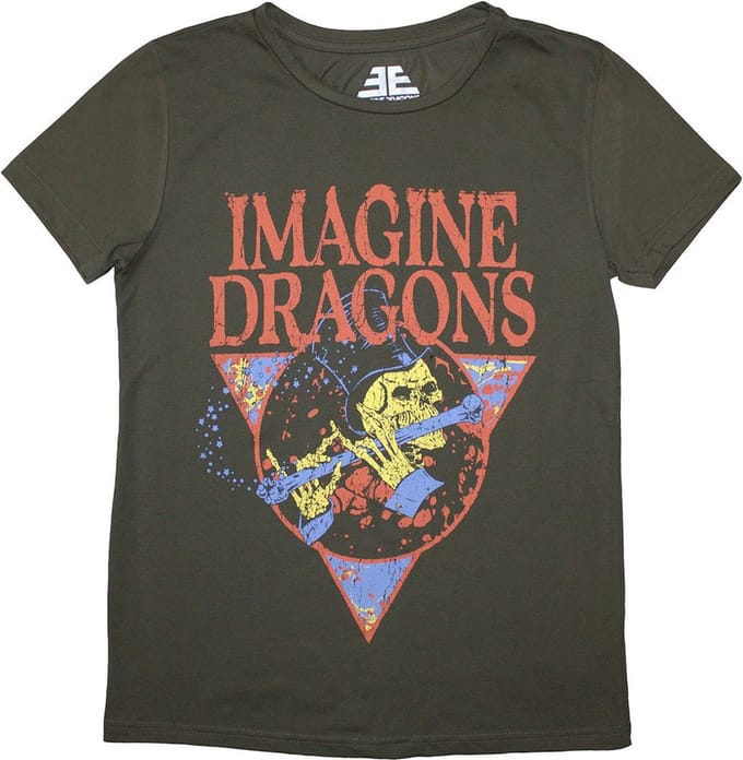 Imagine Dragons - Skeleton Flute Dames T-shirt - S - Groen