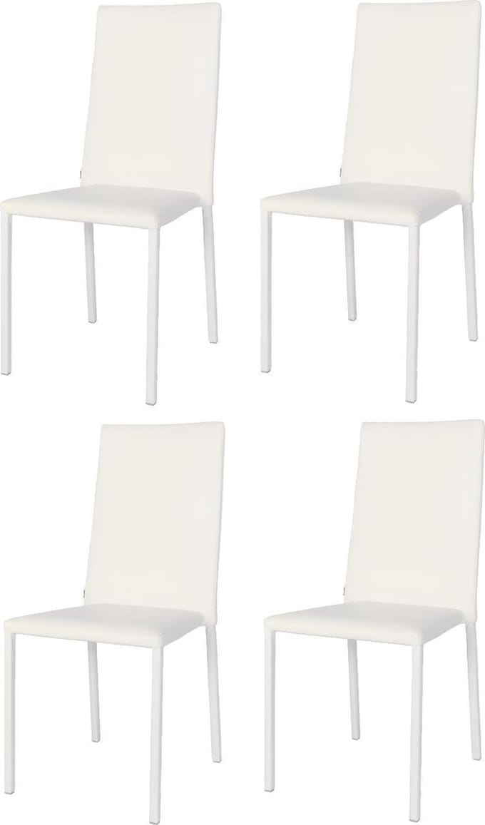 Tommychairs Julia - Eetkamerstoelen - Set van 4 - Wit - Kunstleer & Metaal