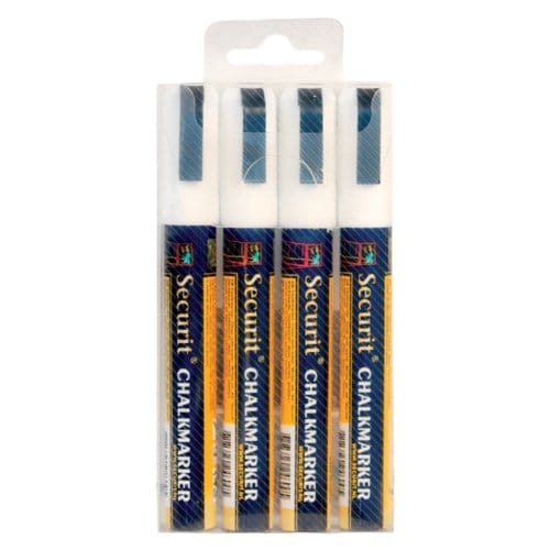 Krijtstift Securit SMA-510 schuin wit 2-6mm blister à 4 stuks