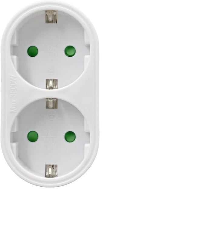 Elektrawebshop Stopcontact splitter 2 voudig wit verticaal met randaarde - 226658