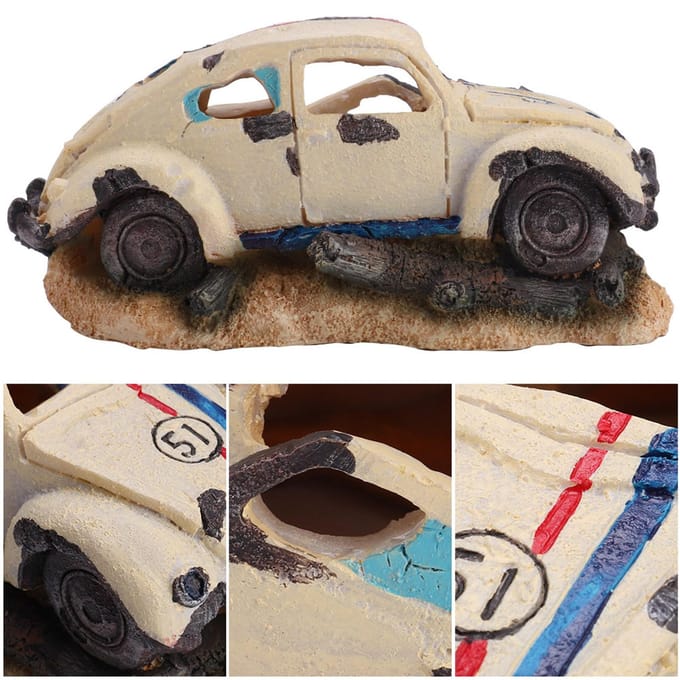 Simulatie Hars Sedan Auto Vis Tank Aquarium Ornamenten Decor Accessoire beige