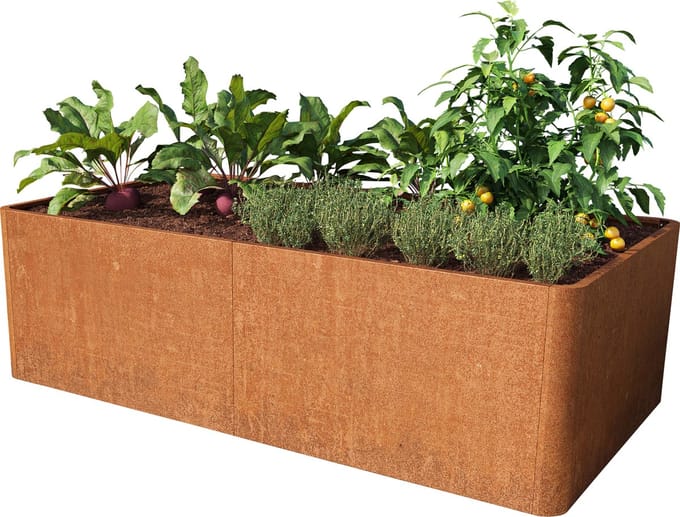 PRIMEYARD cortenstaal Moestuinbak Mario 200x107x60 cm, roest look