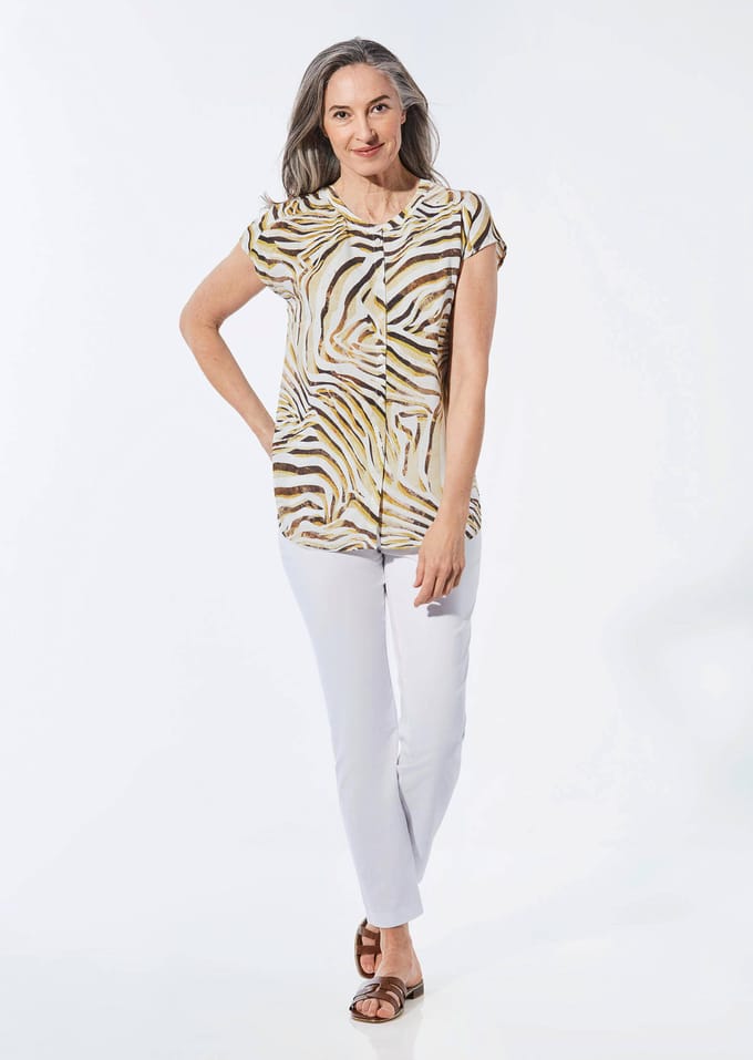 Blouse - beige / gedess. - Gr. 21 van Goldner Fashion