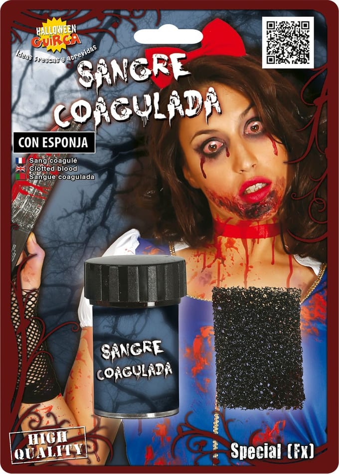 Fiestas Horror nepbloed schmink met sponsje - gestold bloed - 15 gram - Halloween verkleed accessoires/make-up