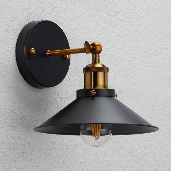 Wandlamp - zwart - Lenius - metaal - scheepslamp - E27 - 15053W - Globo