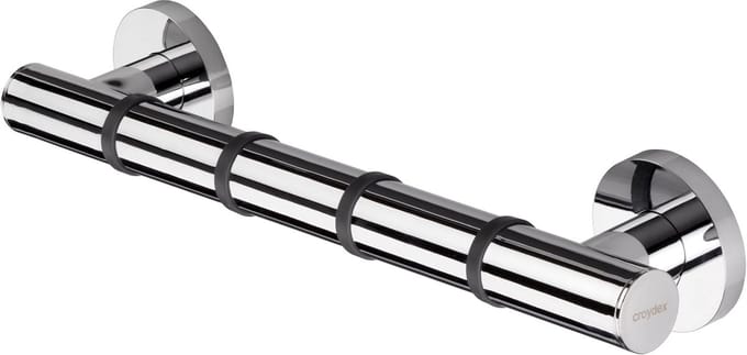 Handgreep - Grijpstang - Veiligheid in badkamer - Zachte rubberen ringen - 38 cm - Chroom
