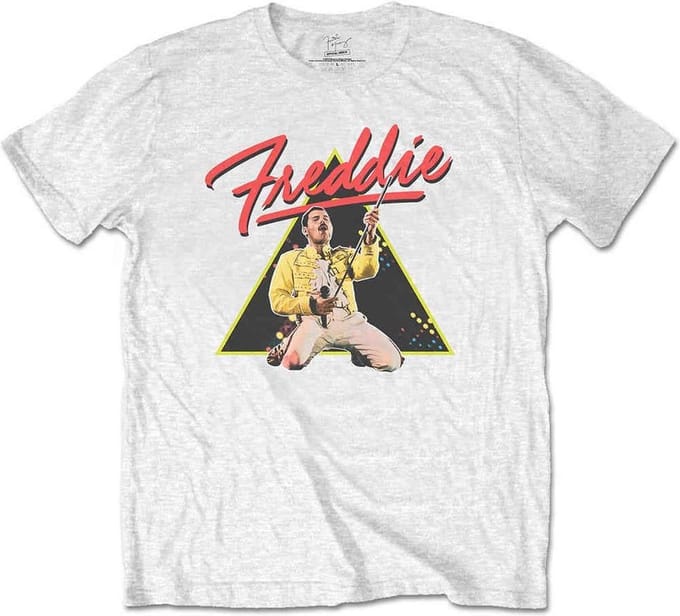 Queen - Freddie Mercury Triangle Heren T-shirt - M - Wit