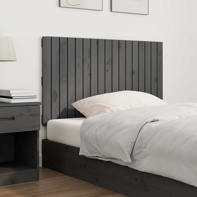 vidaXL - Wandhoofdbord - 108x3x60 - cm - massief - grenenhout - grijs