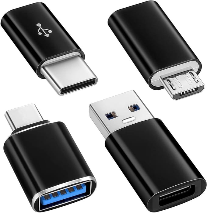 USB-C Adapter Set van 4, USB-C naar USB 3.0 en Micro USB, Compatibel met Laptop, Smartphone en PC