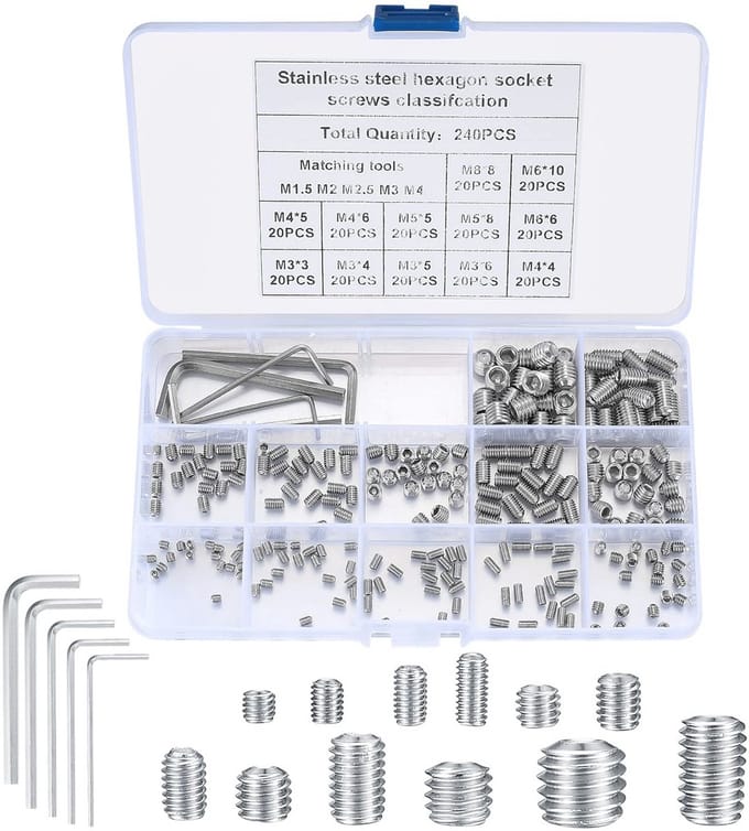 Solidchoice - Set van 240 Verstelbare Schroeven M3/M4/M5/M6/M8