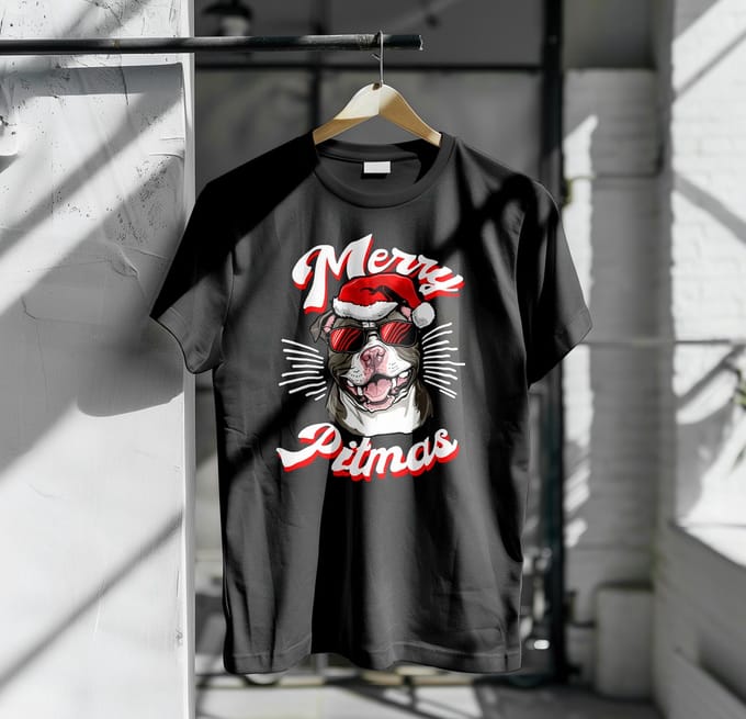 Kerst Transfer - Strijktransfer - Merry Pitmas - Dog - Hond - Kersthoodie