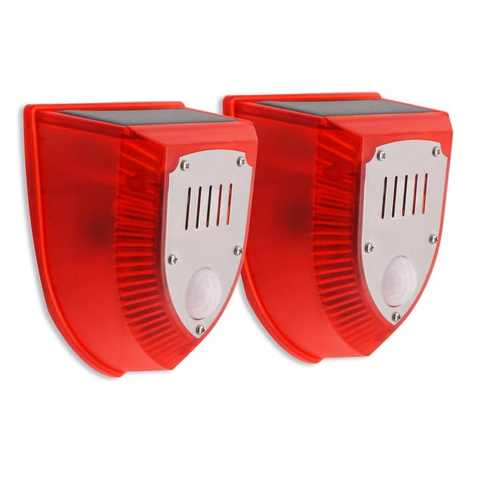 Zonne-stroboscoop met PIR-bewegingssensor Alarm Getimede inductie van het menselijk lichaam Infrarood alarmlicht 2Pcs rood