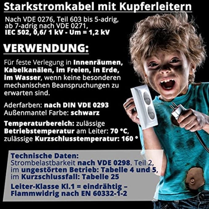 Aardkabel 5x2,5 mm² - PVC Stroomkabel Zwart per Meter