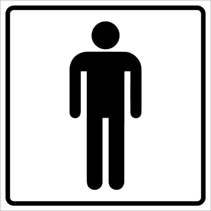 Toilet heren sticker, wit 400 x 400 mm