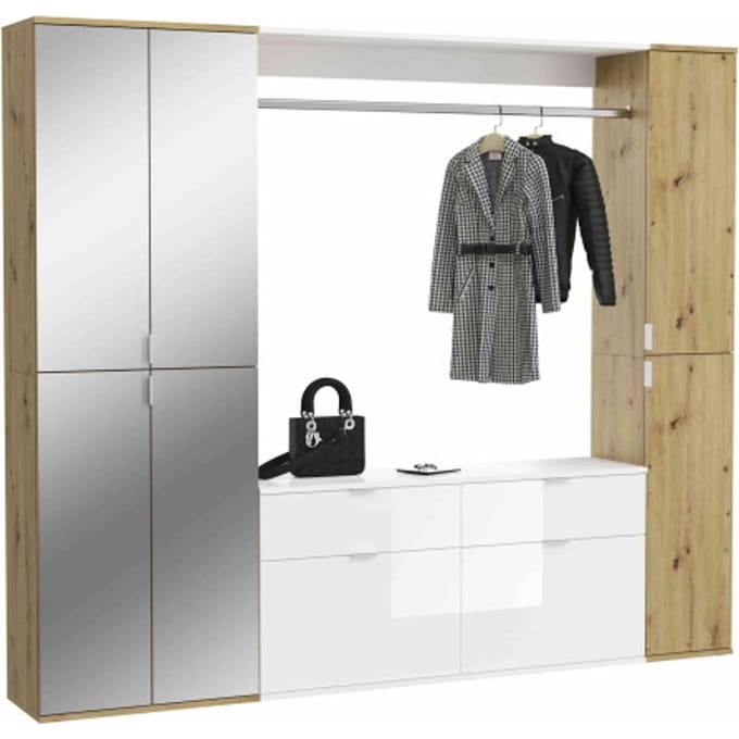 ProjektX garderobe-opstelling eiken decor, spiegel - 212cm x 193cm x 34cm