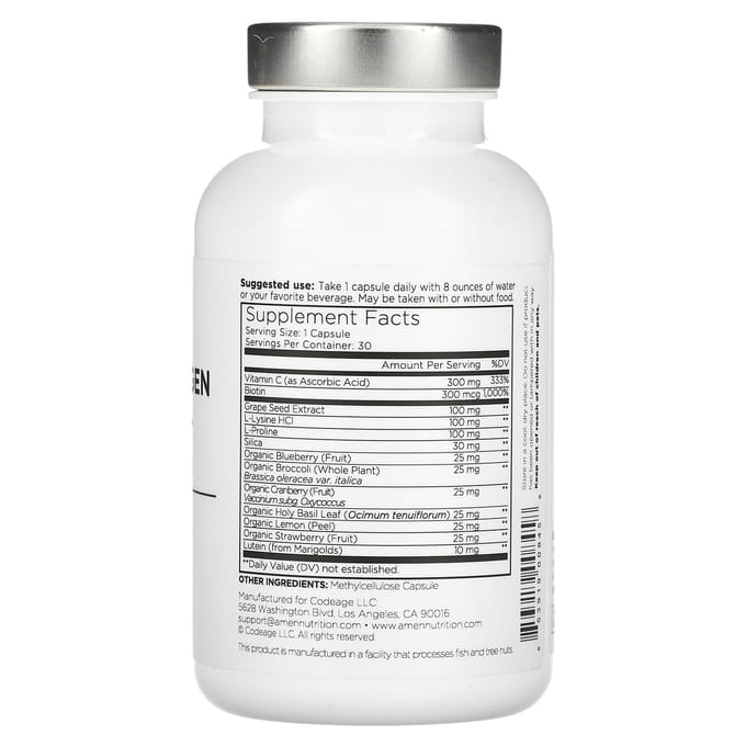 Codeage, Amen, Vegan Collagen Builder+, 30 vegetarische capsules