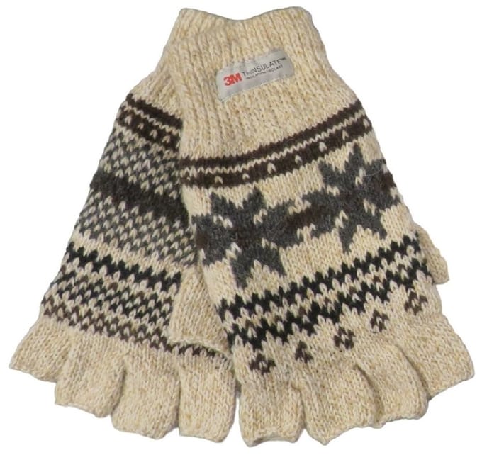 Thinsulate handschoen heren halve vingers - 30% wol