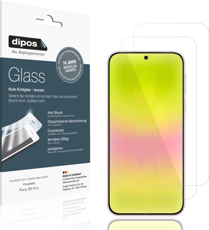 dipos – 2x Pantserfolie geschikt voor Huawei Pura 90 Pro | 9H Screenprotector