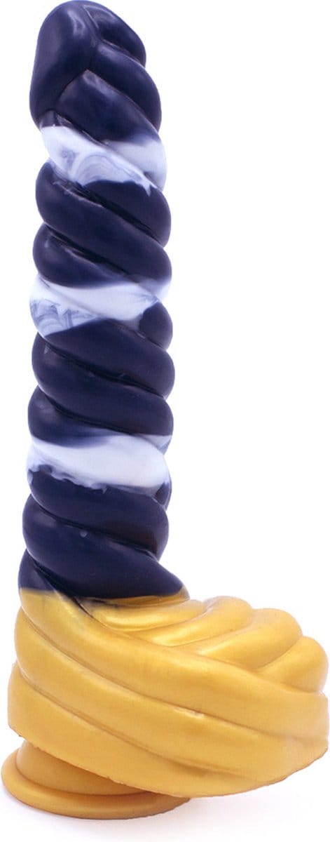 Kiotos Monstar - Dildo Beast 37 - 23.5 x 4 cm - Wit/Goud/Blauw