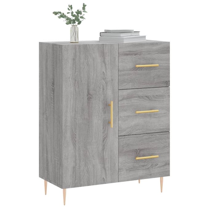 vidaXL - Dressoir - 69,5x34x90 - cm - bewerkt - hout - grijs - sonoma - eikenkleurig
