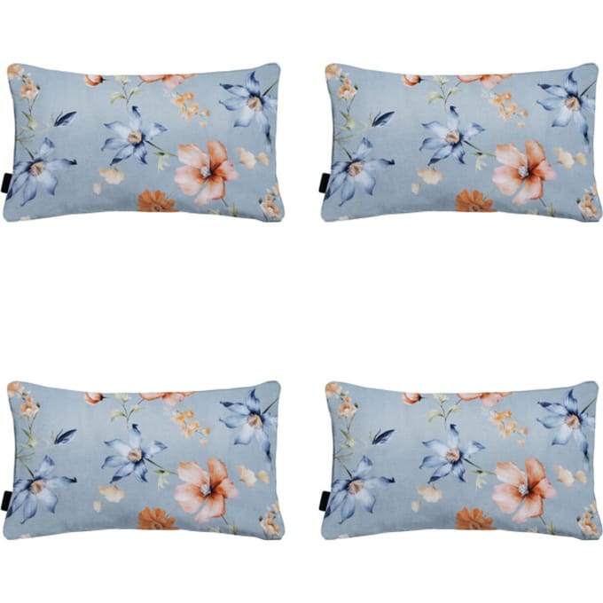 Madison - Sierkussen Florina blue - Ca. 30x50 cm - Set van 4