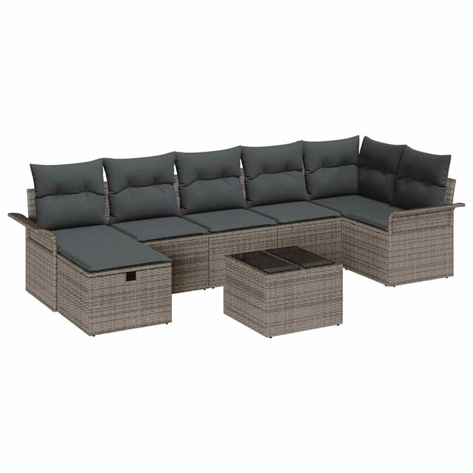 vidaXL - Tuinbank - Set - 8 - st - Grijs - poly - rattan