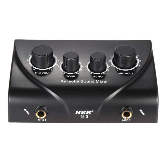 Mélangeur de son karaoké Double entrées micro avec câble EU EU Plug noir