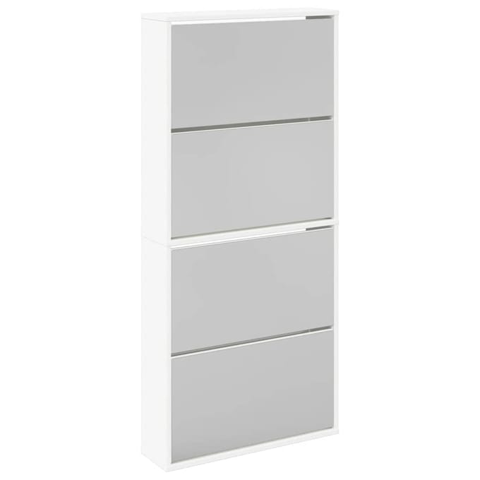 vidaXL - Schoenenkast - met - 4 - spiegels - 63x17x134 - cm - wit