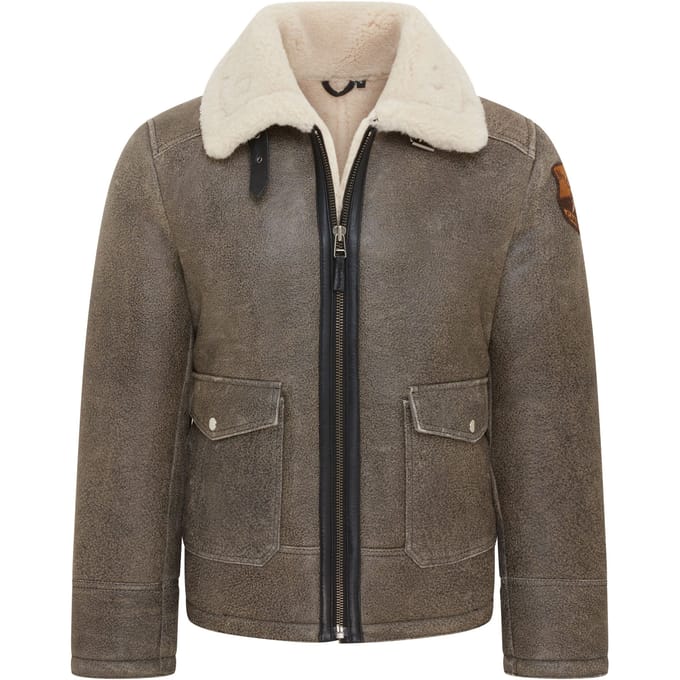 Heren Grijs B3 Shearling Bomber Aviatorjack - Akutan