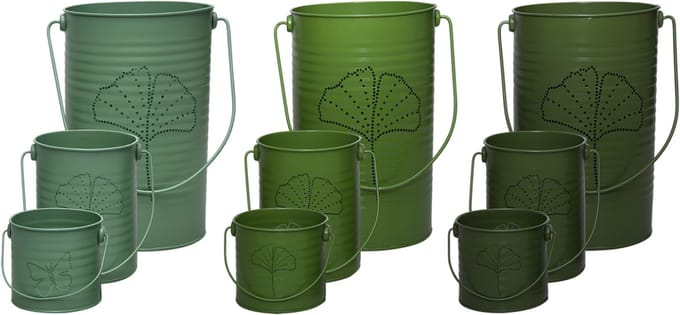 Esschert design - Groentinten windlicht set van 3