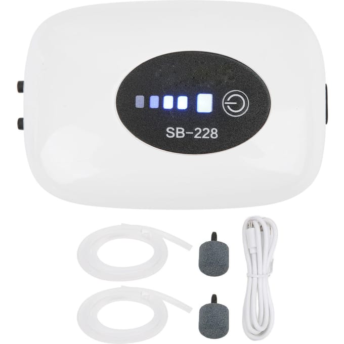 Zuurstofpomp met USB-kabel Oplaadbare Draagbare Stille Luchtpomp voor Aquarium Buitenvissen Dubbel black