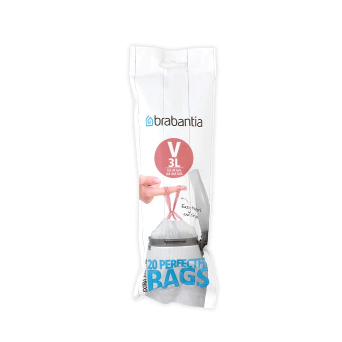 Brabantia PerfectFit Afvalzak met trekbandsluiting - 3 l - Code V - 20 stuks