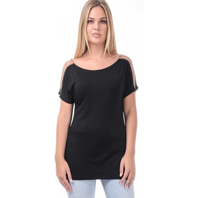 Outer Vision T-shirt - Llagostera top - S tot M - voor Vrouwen - zwart