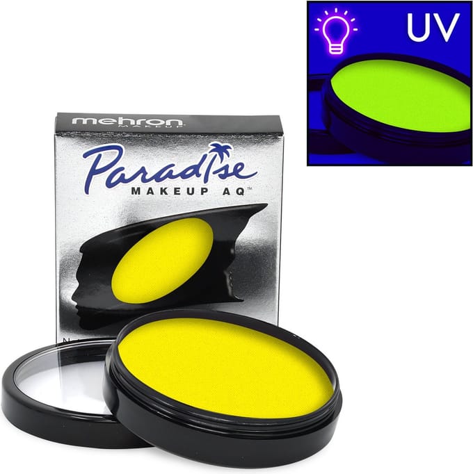 Mehron - Paradise AQ - Schmink op waterbasis - Neon UV Glow - Stardust - Neon Geel - 7 gram