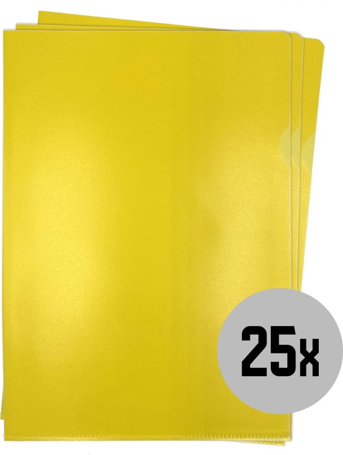 DULA - L-mappen - Insteekmappen - A4 - Geel - Nerf - 25 stuks - L-Map