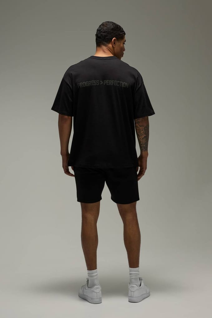 Active Progress Over Perfection Oversized T-Shirt | Black | Size XS