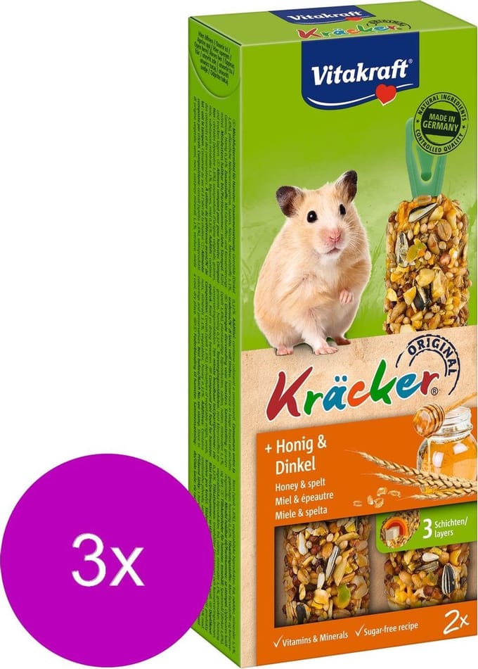Vitakraft Hamsterkracker 2 In 1 Honing - 3 St à 155 gr