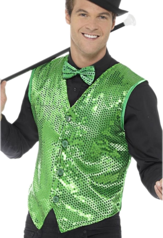 Gilet Pailletten Groen - Maat L