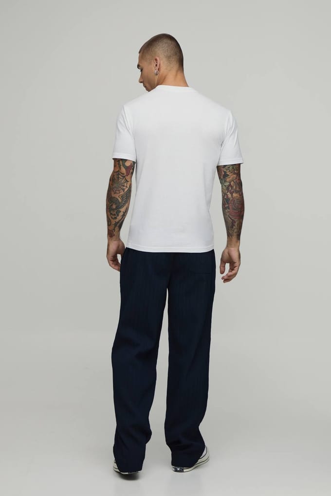 Relaxed Fit Broek Met Onregelmatige Plooitextuur | Navy | Size Small